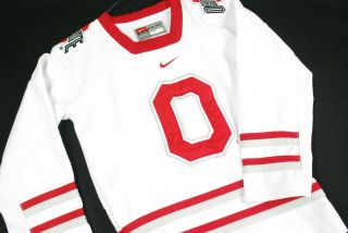Nike Ohio State Buckeyes Hockey Jersey Youth Boys S 8 - 10 White Sewn Stitched Osu