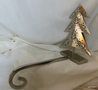 Vintage Antique Pewter Tone Christmas Tree Stocking Holder / Hanger 7 X 5.  5 "