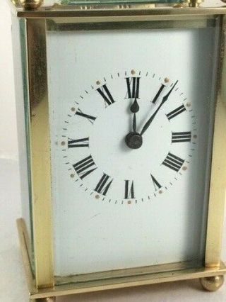 Antique french brass and 5 - glass carriage clock & KEY.  Restored Sept.  2019 G.  W.  O. 2