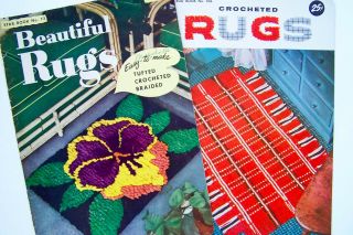 2 Mid Century Rug Pattern Books Crocheted Braided Tufted Rugs To Make