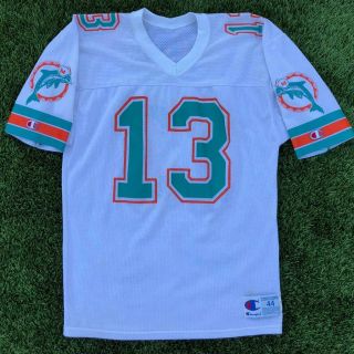 Vtg 80s/90s White Champion Dan Marino 13 Miami Dolphins Football Jersey 44