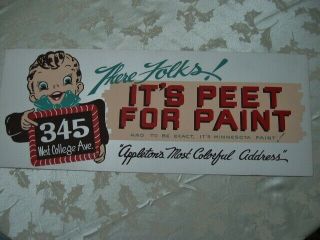 Vintage Advertising Paint Sign,  Minnesota,  Paints,  Peet Appleton