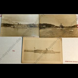 3 Orig Vintage 1900s - 10s Real Photo Postcards Rppc Maine Mass Steam Ship Ferries