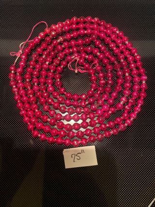 Vintage Antique Sweet Christmas Pink Mercury Glass Garland 1/4” Beads 75” Long