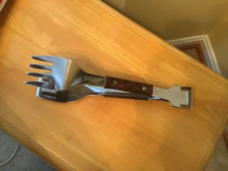Vintage Vernco Stainless Wood Bbq Tongs Fork Spatula Can Opener Grill Tools