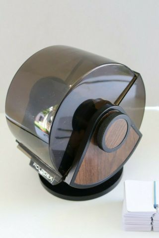 Vintage Large Rolodex Faux Wood Grain Sw - 24c With Letter Dividers And Cards
