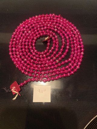 Vintage Antique Sweet Christmas Pink Mercury Glass Garland 3/8” Beads 91”long