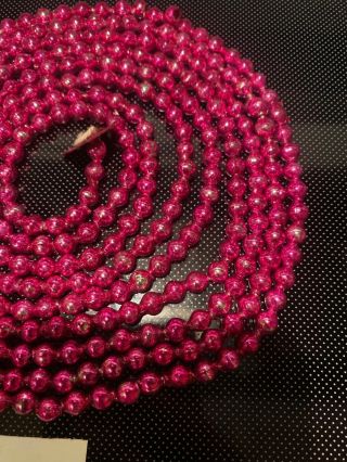 Vintage Antique Sweet Christmas Pink Mercury Glass Garland 3/8” Beads 91”Long 2