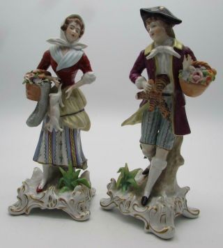 Large Pair Antique / Vintage Sitzendorf Porcelain Figures / Figuriines