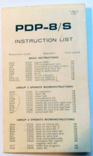 Dec Pdp - 8/s Instrruction List