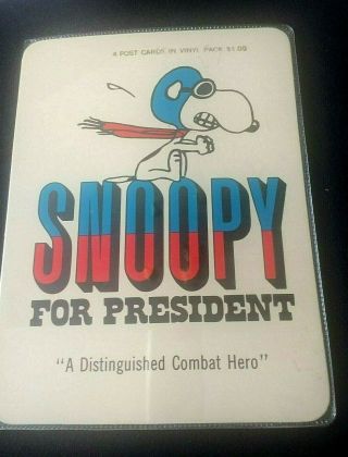 Rare Vintage Peanuts 4 Oversized Post Cards Vinyl Pack - Snoopy For President
