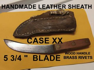 Old Vintage Case Xx Carbon Steel 5 3/4 " Blade Skinning Knife Handmade Sheath