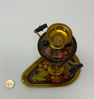Vintage Miniature Russian Samovar with Tray Souvenir 2