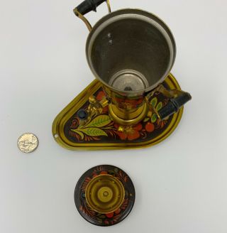Vintage Miniature Russian Samovar with Tray Souvenir 3
