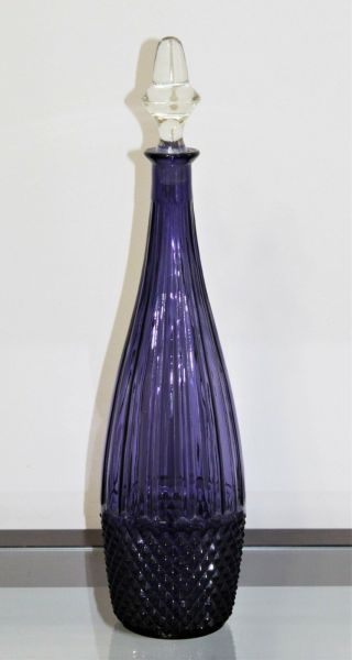 Vintage Rossini Italy Purple Empoli Glass Wine Liquor Decanter Bottle Barware