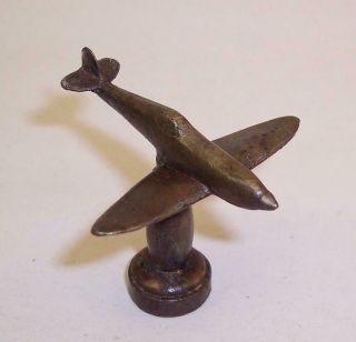 Vintage Bronze Brass Spitfire Aeroplane Pipe Tamper Trench Art Ww2 Airplane