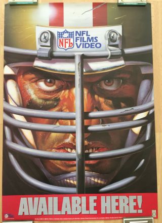 Vintage Nfl Films Video 1988 Advertising Poster National Football League 18x26