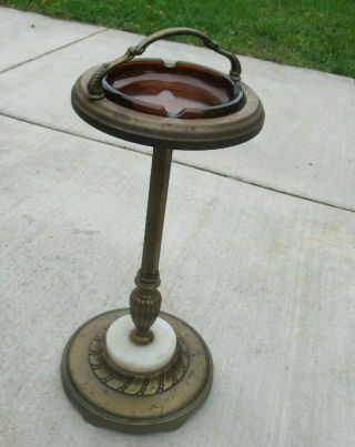 Vintage Mid Century? 22 Inch Ashtray Stand With Amber Glass Ashtray