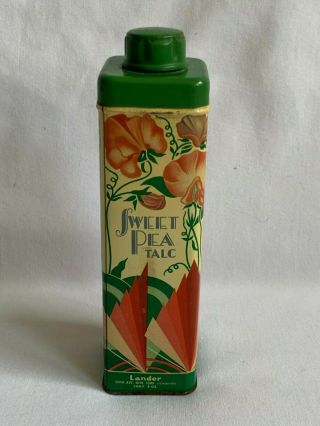 Vintage Lander Sweet Pea Talc Tin Full