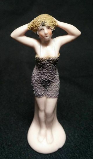 Vintage German Porcelain Bathing Beauty Figurine - Standing Pose,  With Arms Up