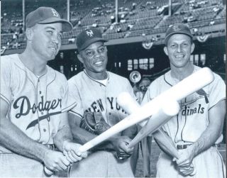 Duke Snider,  Willie Mays & Stan Musial - 8 " X 10 " Photo - 1950 