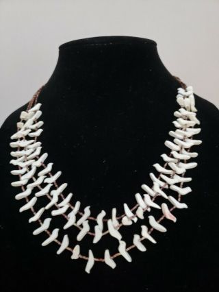 Vintage Navajo Three Strand White Mother Of Pearl Fetish Necklace