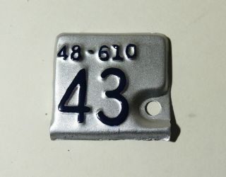 1943 Vtg Kansas Metal License Plate Date Registration Tab Tag Ks Repainted