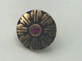1/10 10k Gold Vintage Cto Service Lapel Pin Ruby Red Stone B7