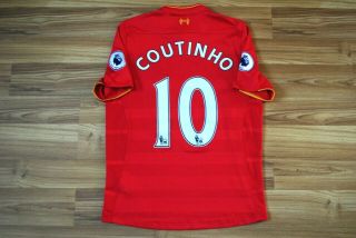 Liverpool England 2016/2017 Home Football Shirt Jersey 10 Coutinho Size Small