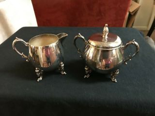 Vintage Sheridan Silver On Copper Creamer And Sugar With Lid