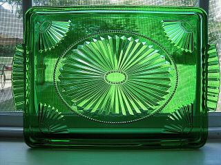 Vintage Avon Emerald Green Glass 8 " X11 " Rectangular Vanity Tray