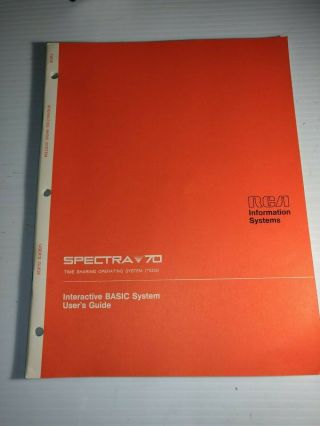 1968 Rca Spectra 70 Interactive Basic System Vintage Computer Users Guide