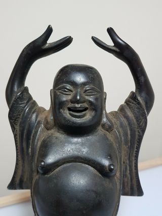 A Quality Qing Dynasty Bronze Pu Tai Laughing Buddha.  Signed Inside.