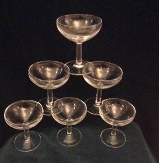 6 Vintage Champagne Saucers Coupes Boats Cups Glasses Cocktail Wedding Party Bar
