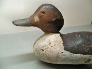 Vintage/Antique Hand Carved Wood Duck Decoy with Attached Weight & Strap 2