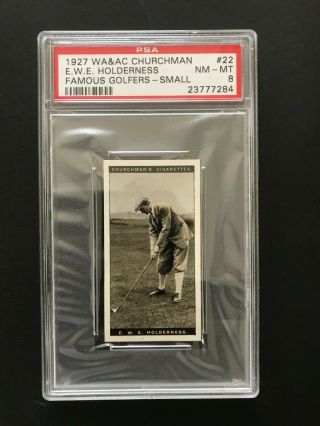 1927 Churchman Famous Golfers - Small: E W E Holderness 22 Psa Grade 8