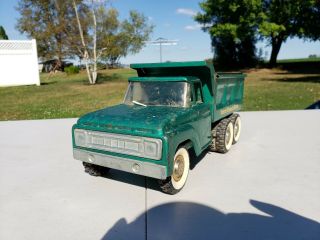 1960s Vintage Metallic Green 13.  5” Structo Hydraulic Dumper Dump Truck 2