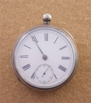 Antique Sterling Silver English Pocket Watch Running For Repair Key Wind Kw