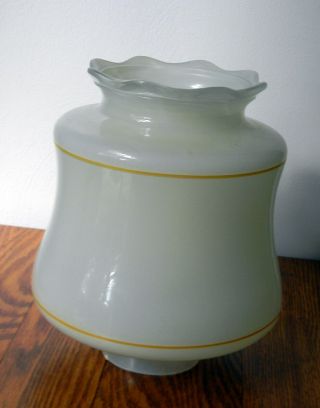 Vintage Milk Glass Lamp Shade with A Gold Rose with Leaves.  3 inch Fitter 2
