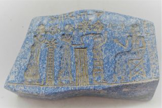 Scarce Ancient Near Eastern Lapis Lazuli Tablet With Early Form Of Writing