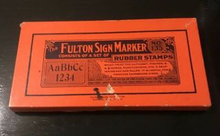 Vintage Fulton Sign Marker 135 Rare Orange Box Upper Lower Abc’s Numbers 1940s
