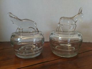 1930 ' s Vintage Jeannette Glass Elephant Donkey Jar Trinket Dish Political 3