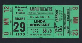 Vintage 1975 Linda Ronstadt Full Concert Ticket @ Universal Amphitheatre