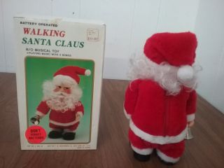 Vintage Musical Walking Blue Eyed Santa Claus Toy W/ Bell w/ Box Battery Operate 3