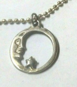 Vintage Sterling Silver Bracelet With Silver Man In Moon Small Charm