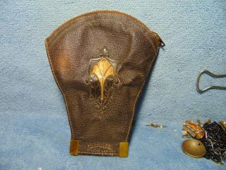 Vintage Leather Tobacco Pouch,  Fills Easy,  Pat No. ,  Zipper Top.