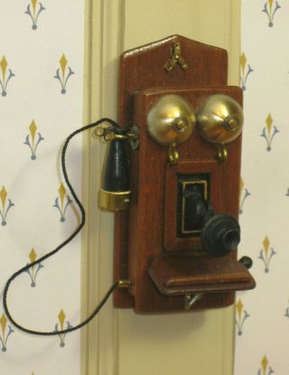 Nantasy Fantasy Bridging Phone Antique Wall Phone - Artisan Dollhouse Miniature