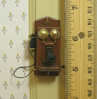 Nantasy Fantasy Bridging Phone Antique Wall Phone - Artisan Dollhouse Miniature 2