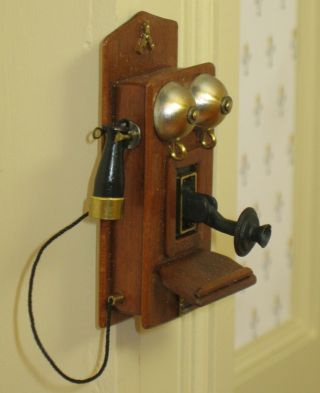 Nantasy Fantasy Bridging Phone Antique Wall Phone - Artisan Dollhouse Miniature 3