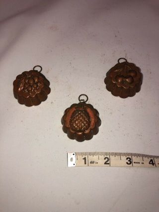 Vintage Copper & Tin Jello Mini Molds Rustic Heavy Hanging Kitchen Tiny 2inches